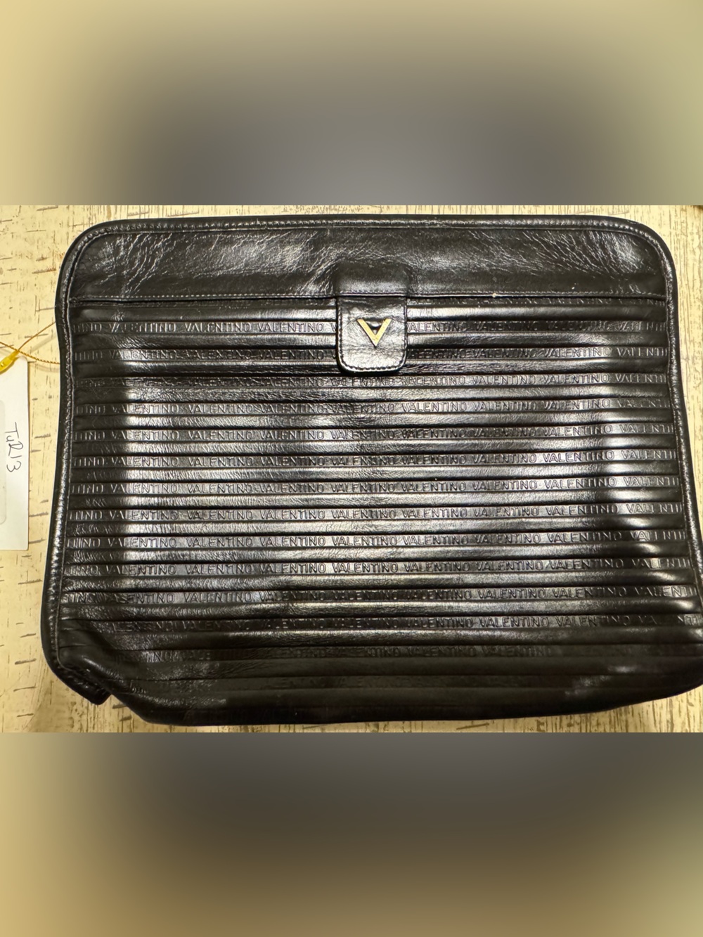 Valentino Black Leather Logo-Embossed Wallet with Gold Accent - Picture 1 of 6